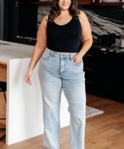 Brooke High Rise Control Top Vintage Wash Straight Jeans - Fashion Are Us, LLC